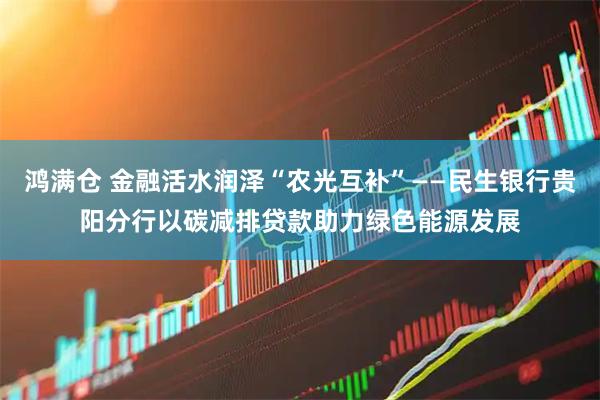 鸿满仓 金融活水润泽“农光互补”——民生银行贵阳分行以碳减排贷款助力绿色能源发展